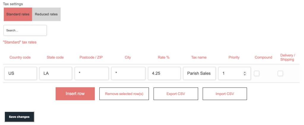 Cookie Shopper Tax Settings
